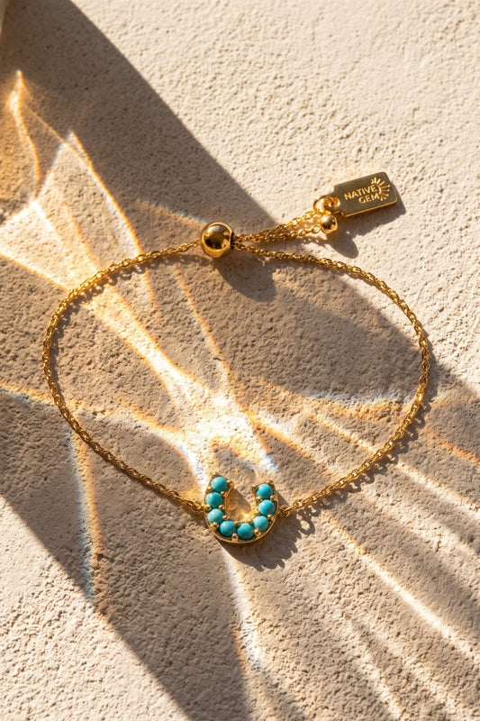 LUCKY HORSESHOE BRACELET- GOLD + TURQUOISE
