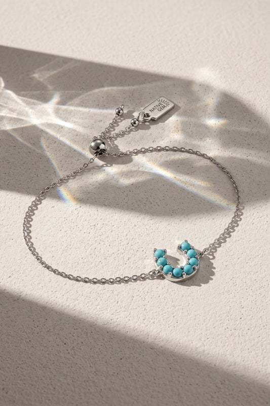 LUCKY HORSESHOE BRACELET- SILVER + TURQUOISE