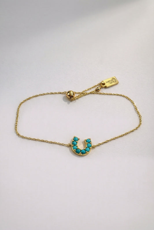 LUCKY HORSESHOE BRACELET- GOLD + TURQUOISE