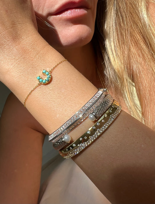 LUCKY HORSESHOE BRACELET- GOLD + TURQUOISE