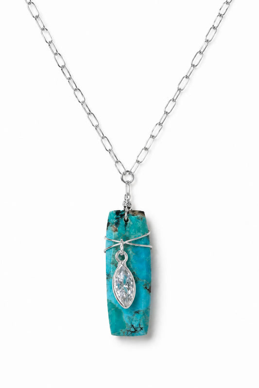LYRIC NECKLACE- TURQUOISE + SILVER