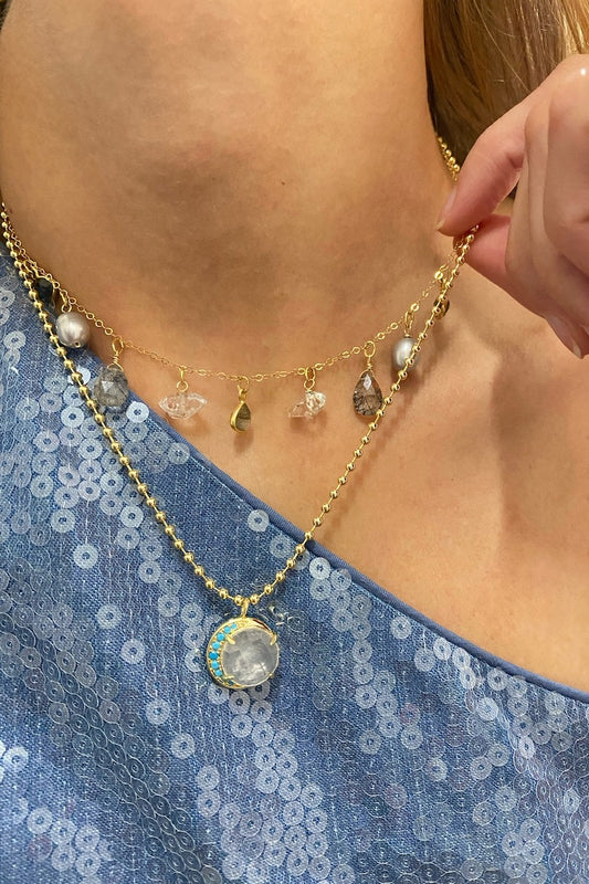 ASTRO NECKLACE- RAINBOW MOONSTONE