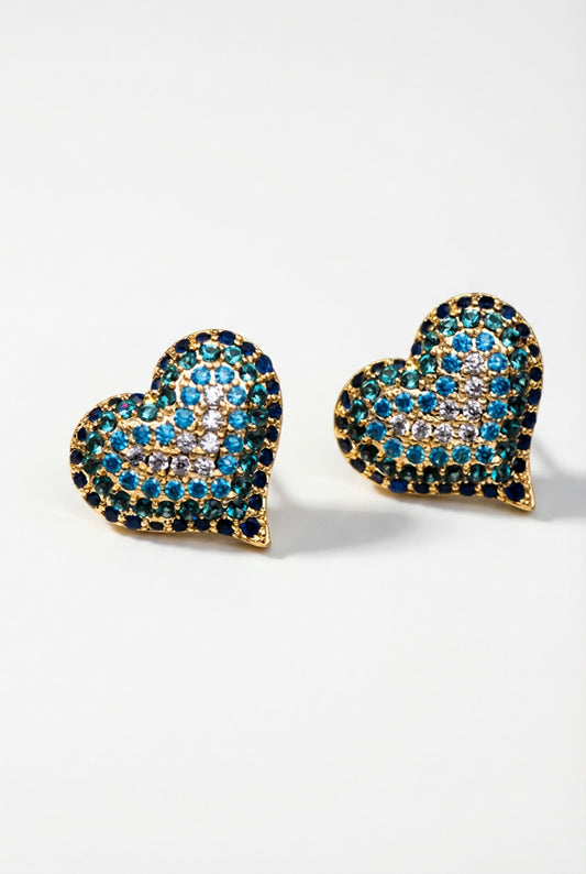 QUEEN OF HEARTS STUDS- BLUE OMBRÉ