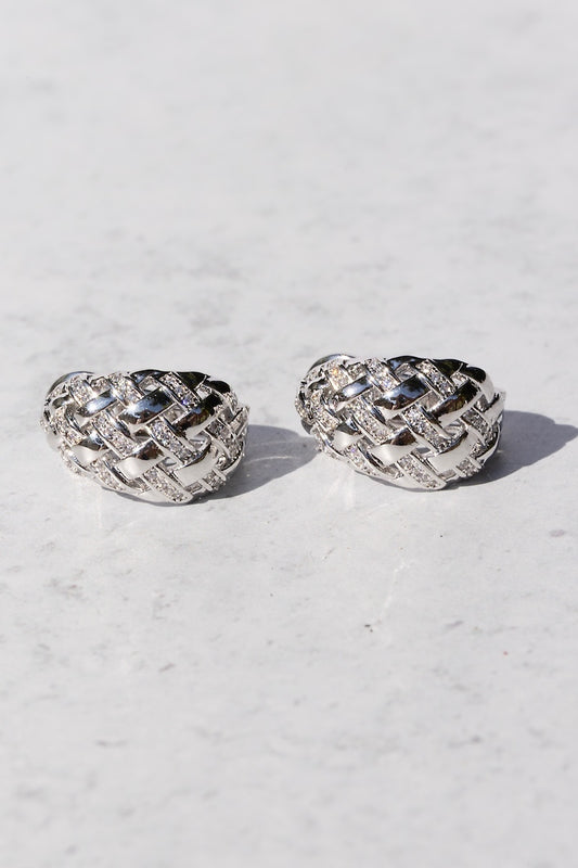 RAFFIA HUGGIES- STERLING SILVER + CZ
