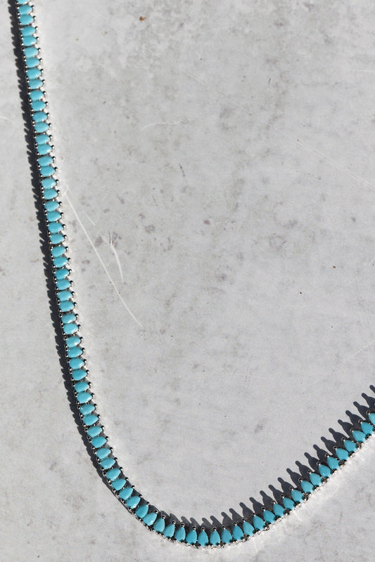 SYMPHONY TENNIS NECKLACE- TURQUOISE + SILVER