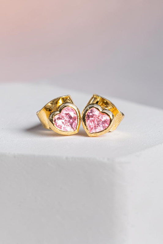 TEENY HEART STUDS- LIGHT PINK