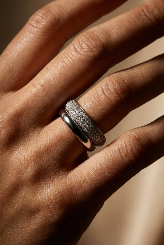 DOUBLE DONUT RING- STERLING SILVER