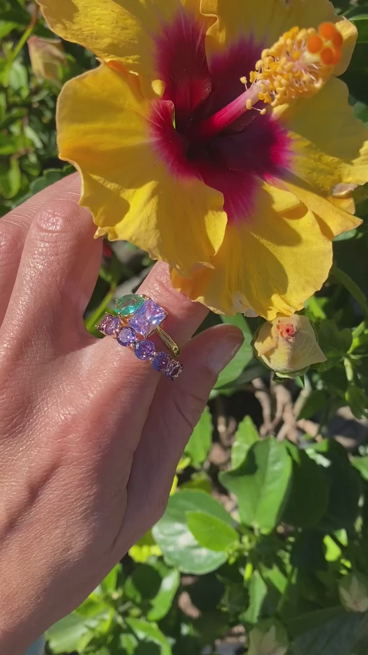 PERFECT PAIR RING- AMETHYST + PARAIBA