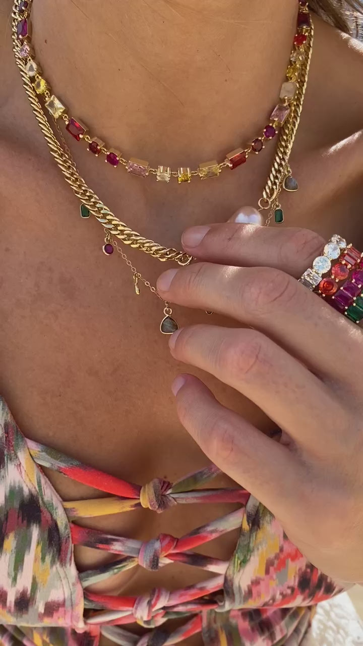 BLING PEARL NECKLACE- BLUSH