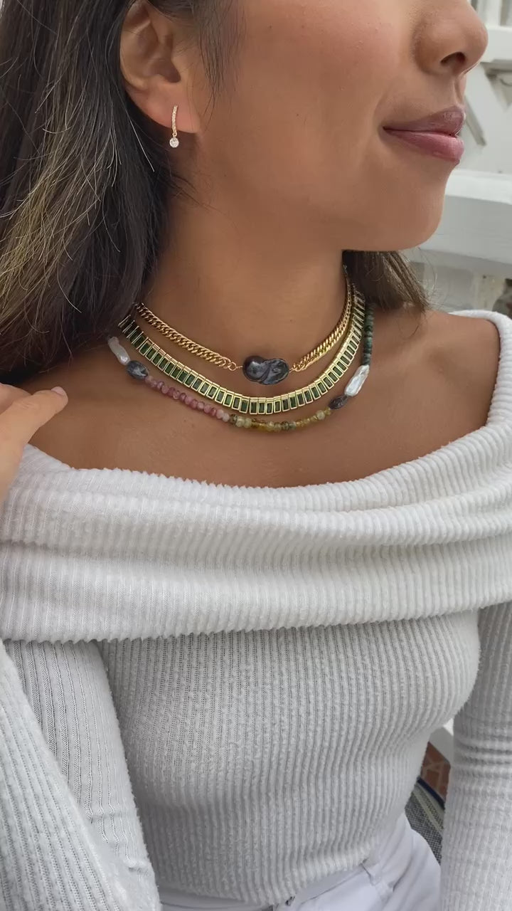BLING PEARL NECKLACE- BLACK