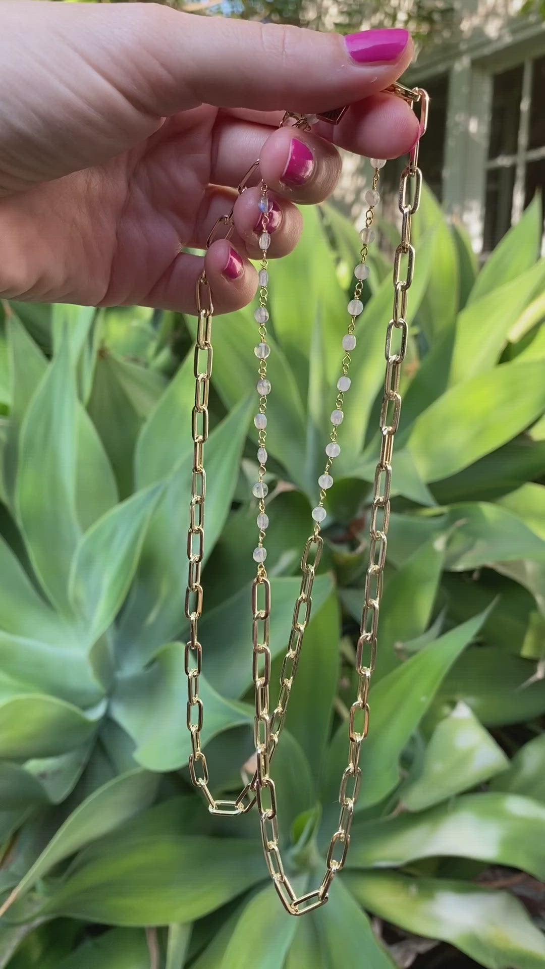 GIA NECKLACE- RAINBOW MOONSTONE