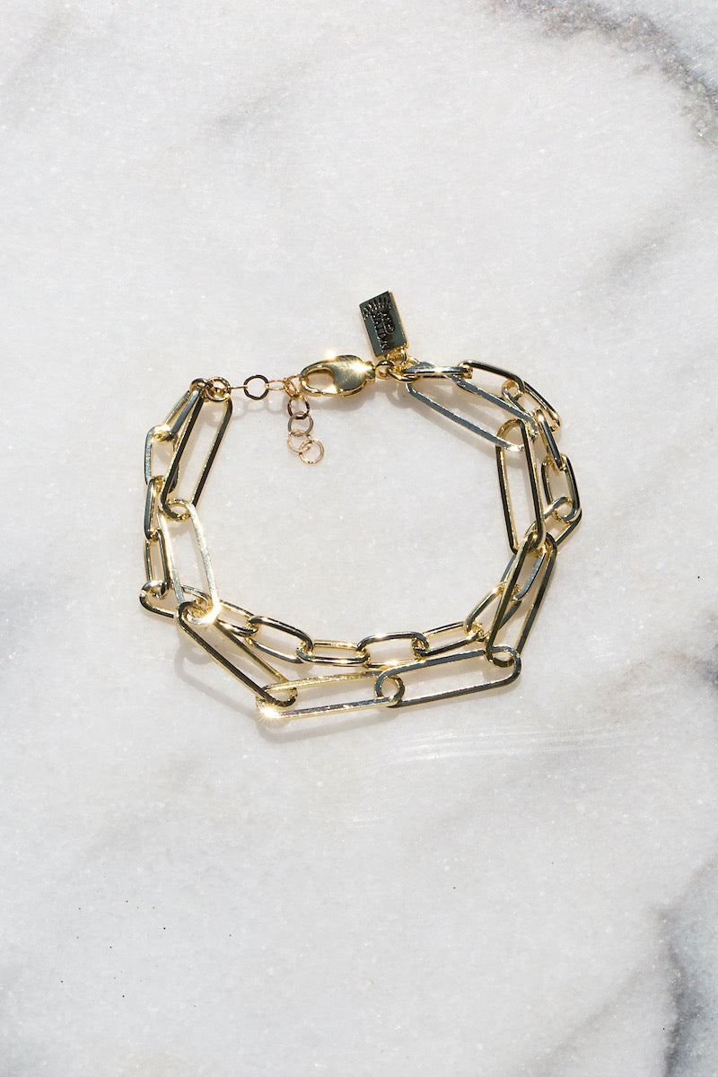 gold double chain bracelet