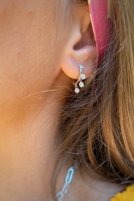 FLOATING DIAMOND HUGGIES- STERLING SILVER