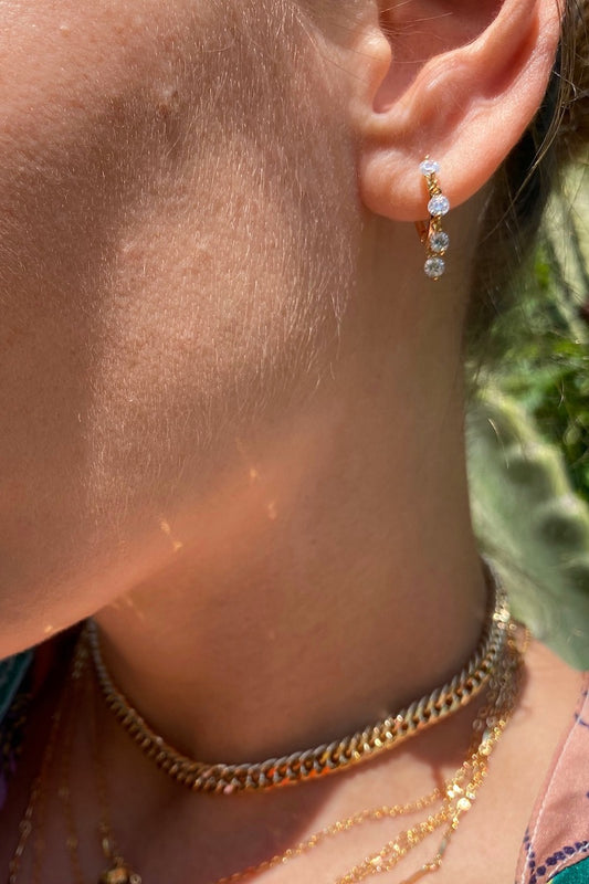 FLOATING DIAMOND HUGGIES- GOLD