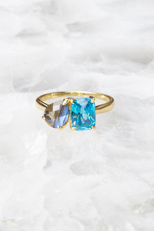 PERFECT PAIR RING- PARAIBA + LABRADORITE