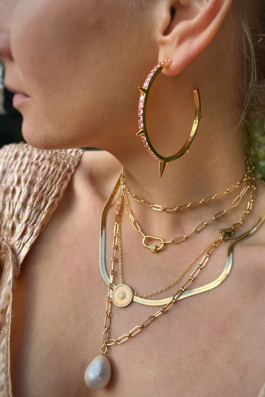 SPIKED HOOPS- ROSÉ