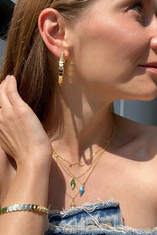 REVOLVING COIN HOOPS- 14K GOLD VERMEIL