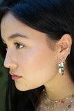 Opal inlay hoop earrings