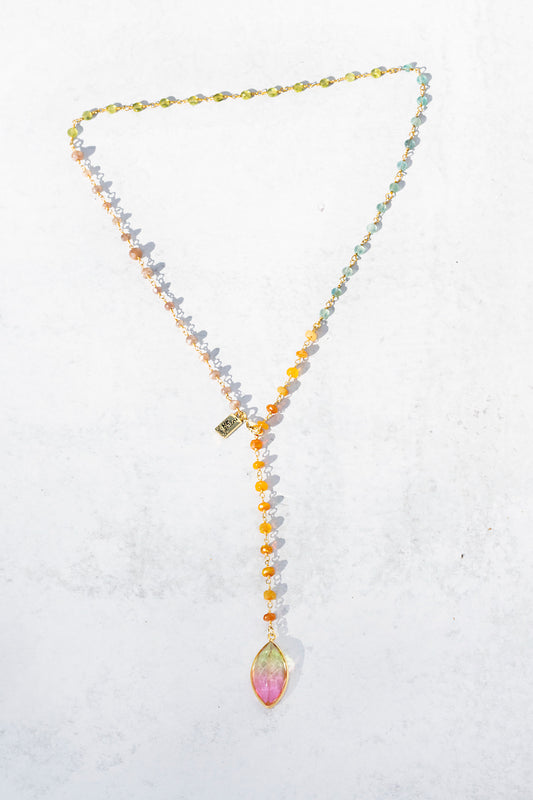 WATERCOLOR Y NECKLACE- SORBET