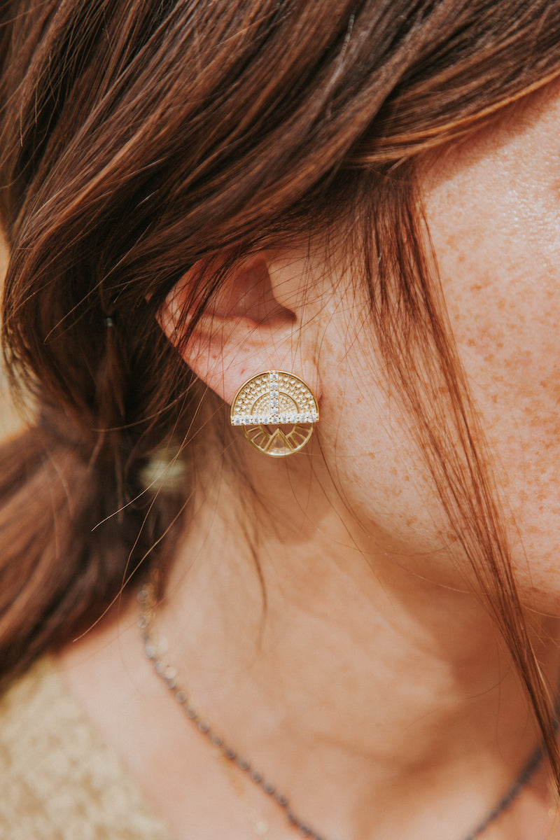 Geometric crawler earrings