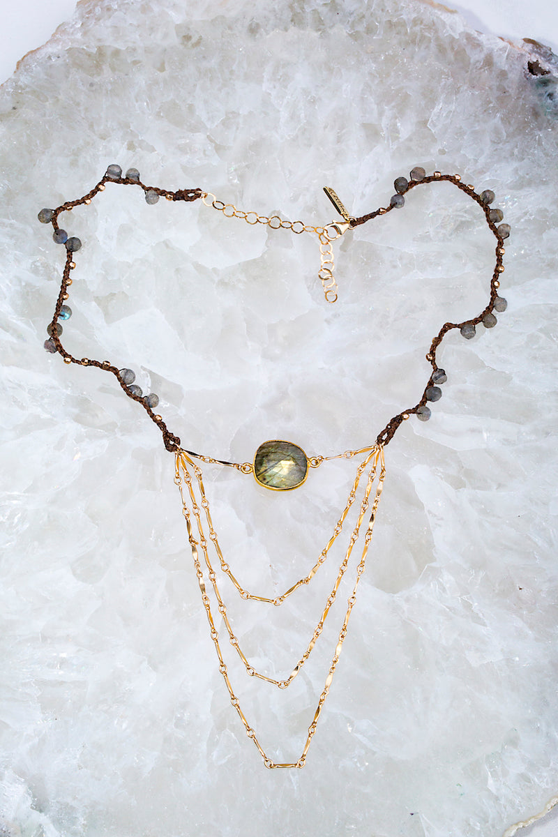 labradorite woven choker necklace 