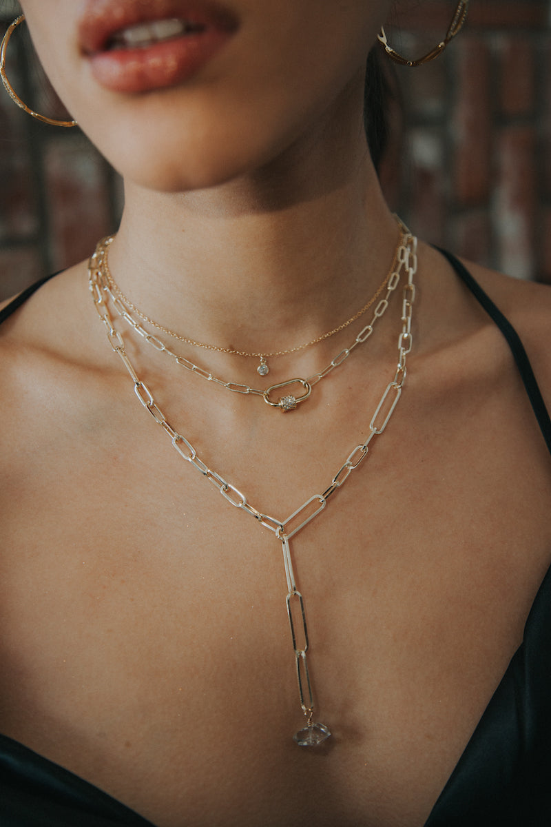 layered paperclip chain necklaces 
