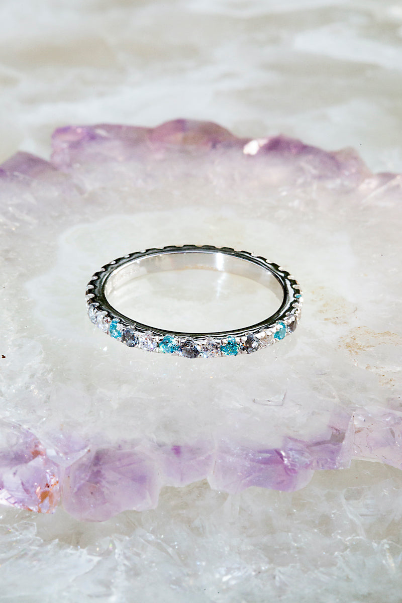 multi blue sterling silver ring
