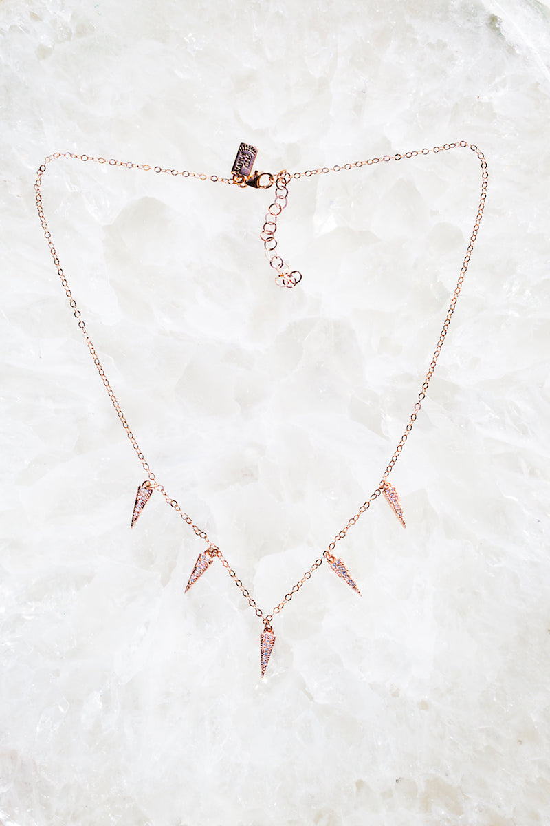 Rose gold dainty spike necklace 
