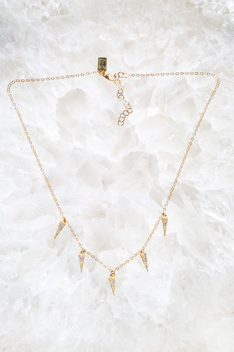 gold delicate spike necklace 