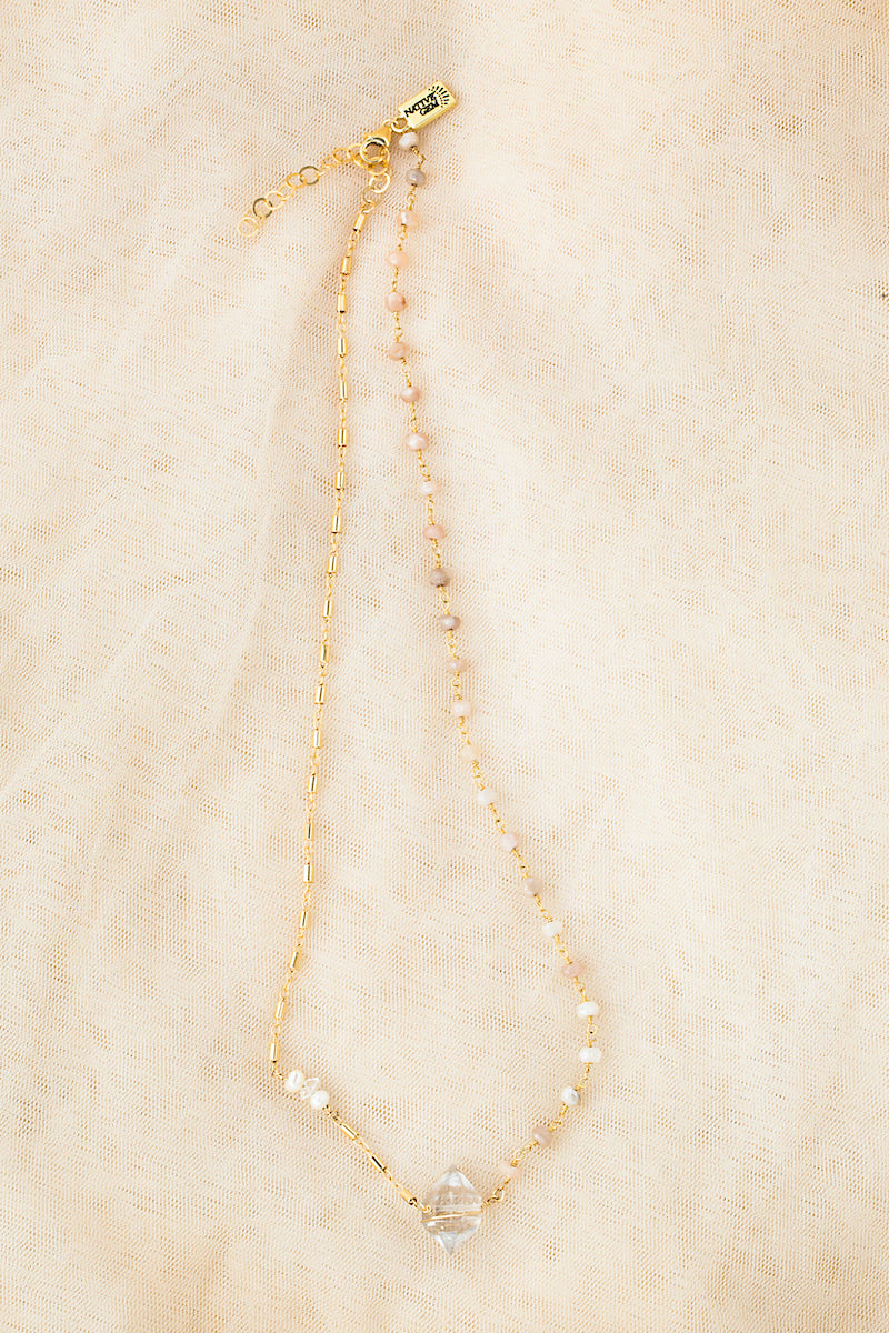 tiny herkimer crystal necklace 