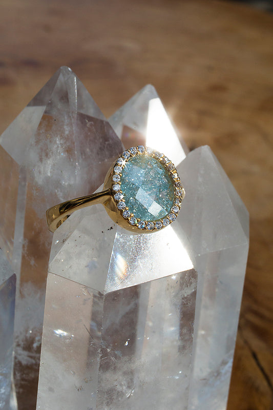 Gray Blue Raw Diamond Ring