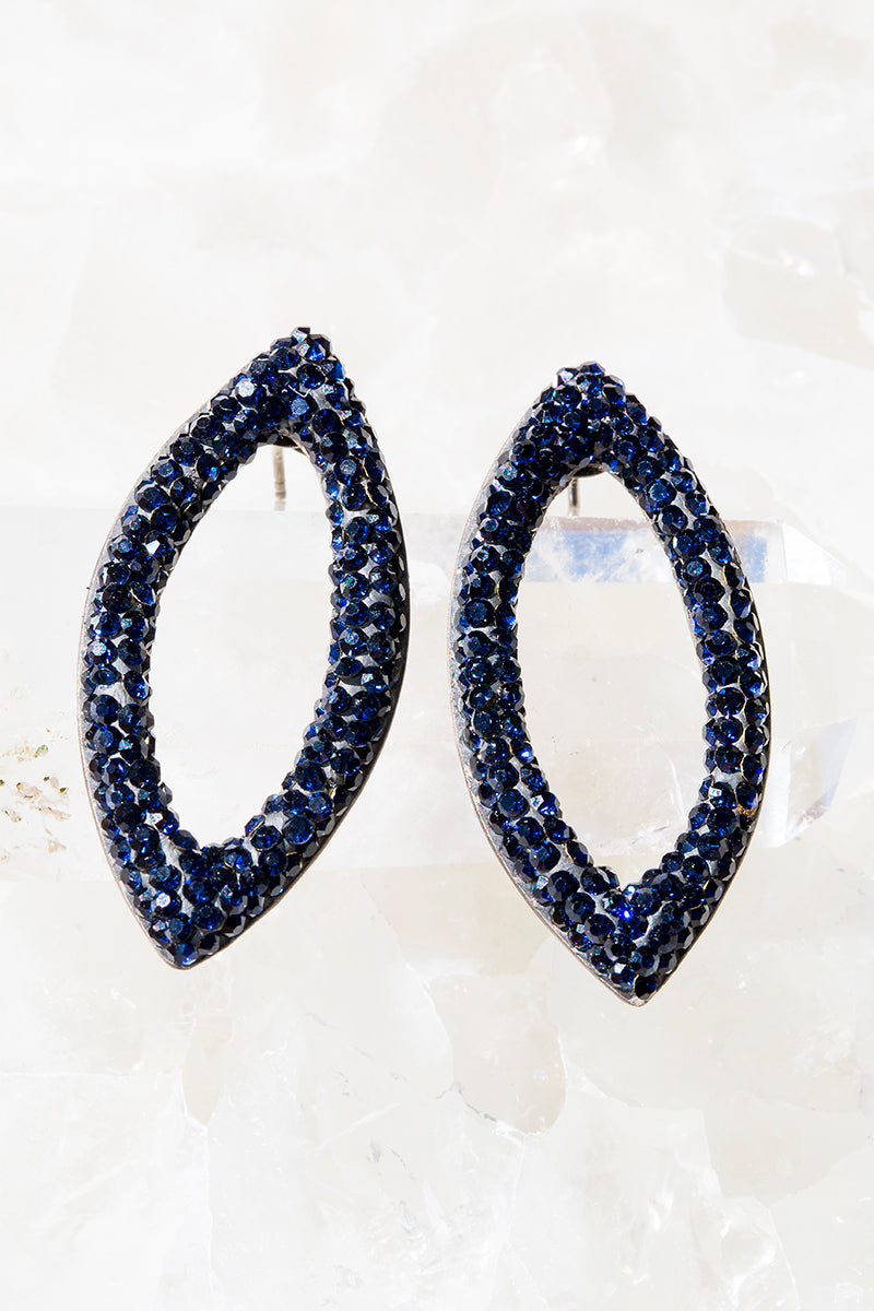 navy crystal marquis stud earrings