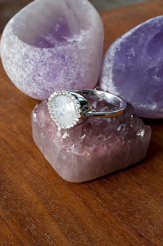 raw diamond sterling silver ring 