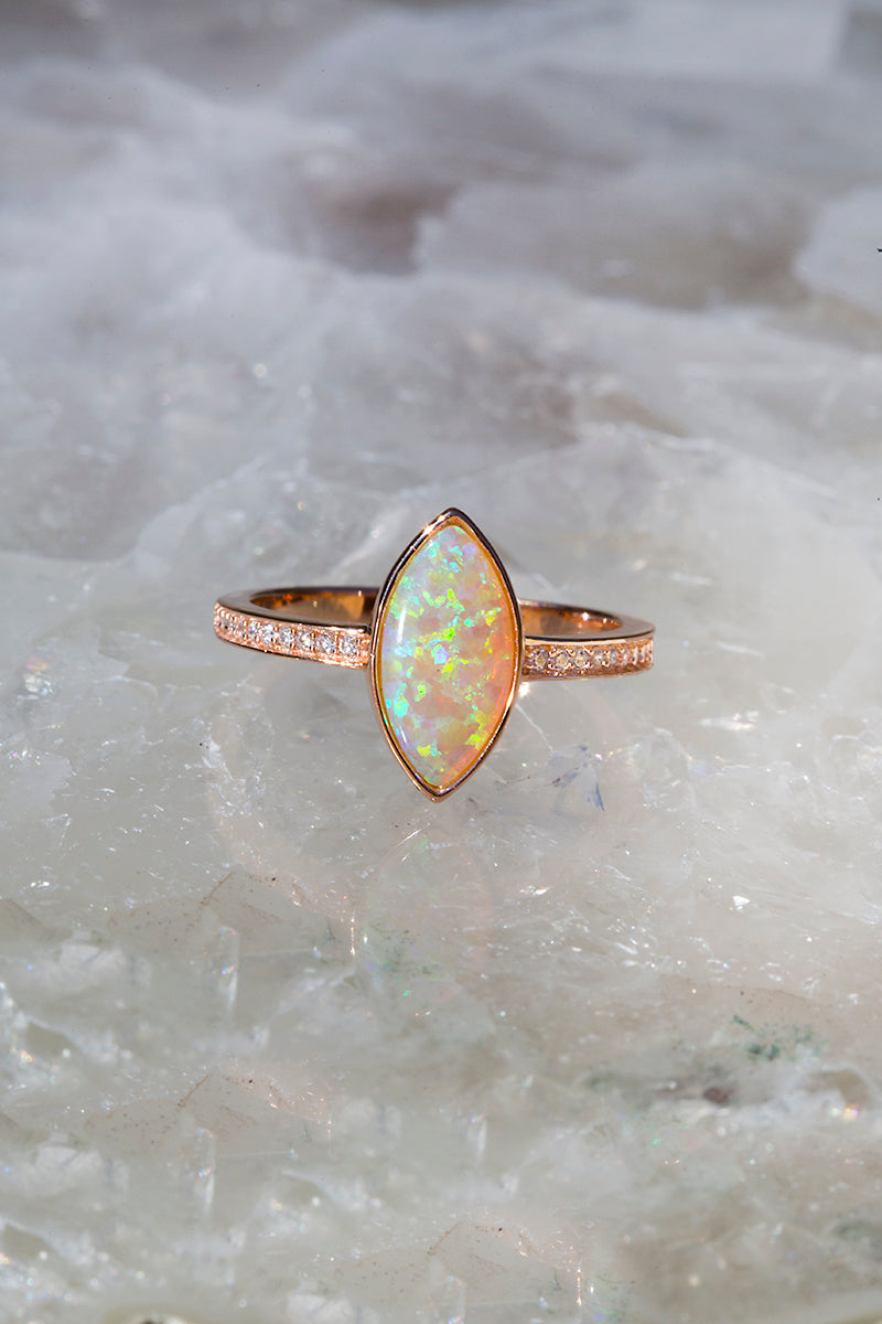 VISIONS RING- WHITE OPAL