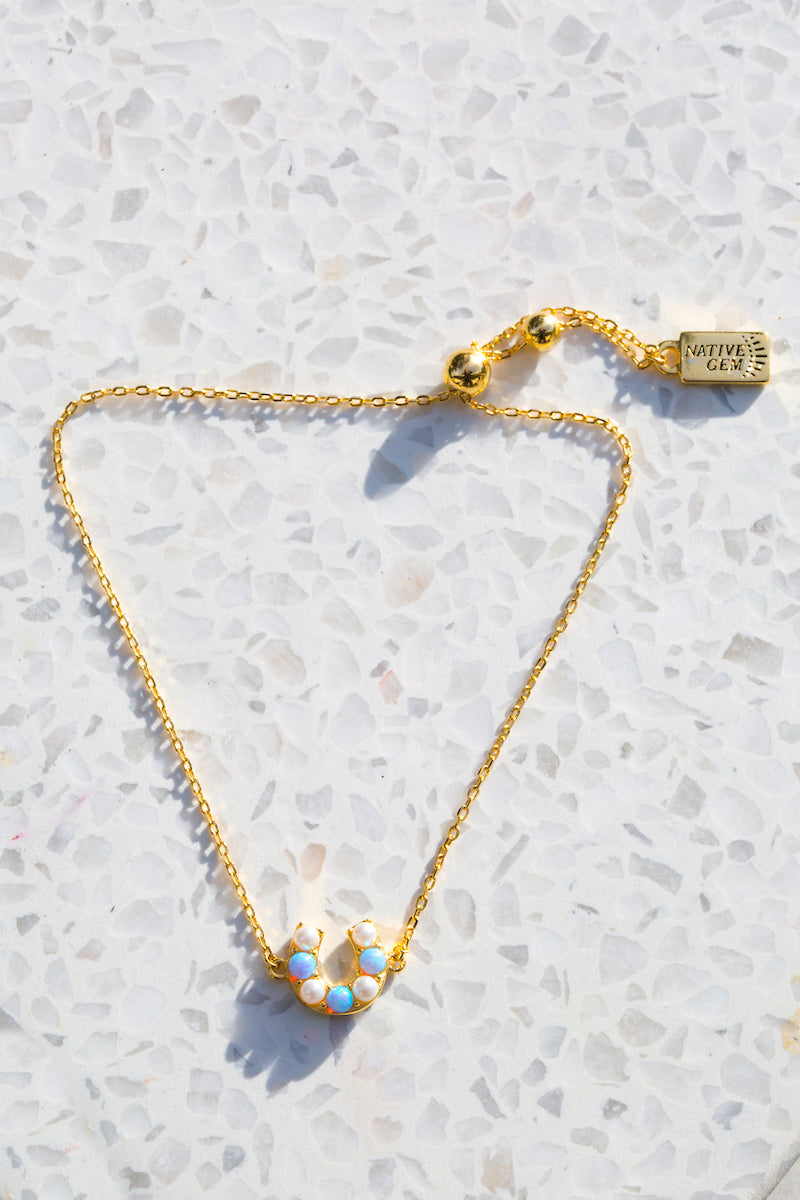 opal horseshoe slider braclet