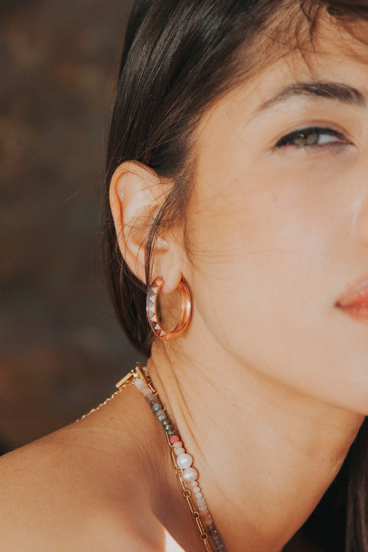 Triangle rose gold hoops