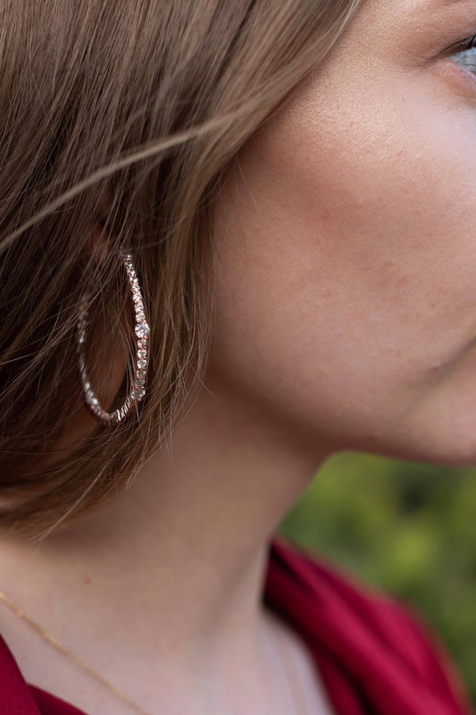 Rose gold cz hoops 