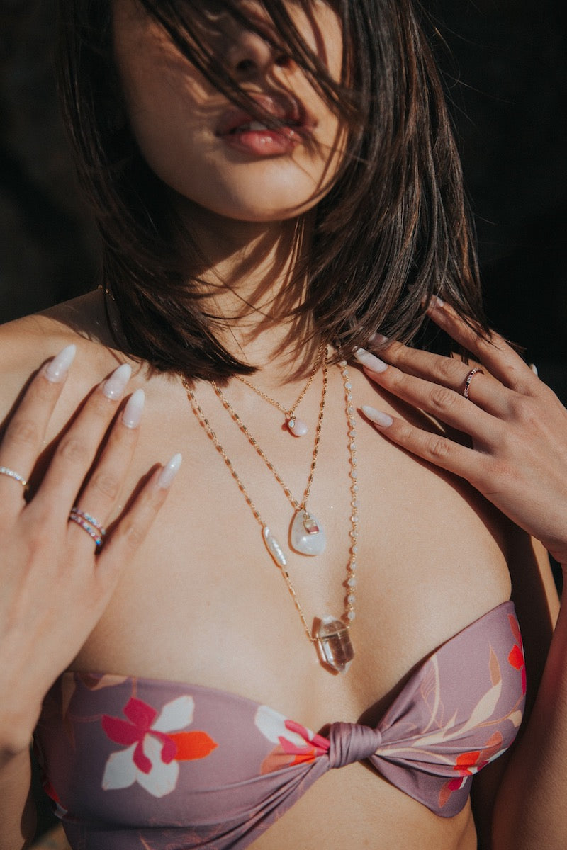 crystal point layering necklaces