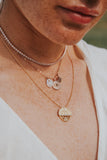 rose gold diamond and evil eye tennis necklace 