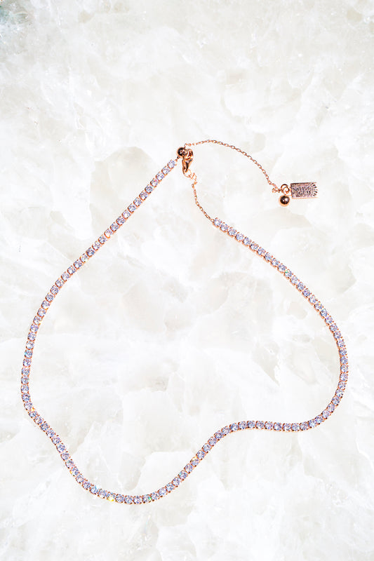rose gold diamond tennis necklace 