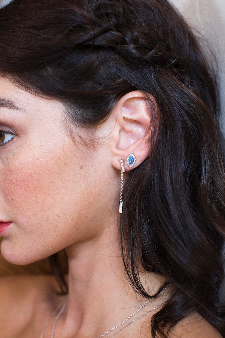 sterling silver teal opal stud earrings