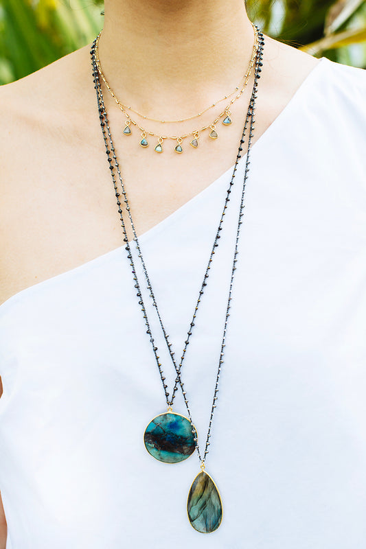 labradorite mixed chain and pendant necklaces