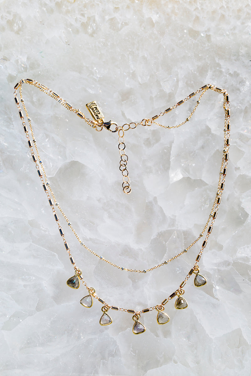 labradorite multi chain necklace